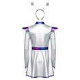 thumbnail image 2 of Sholeno Girls Shiny Metallic Outer Space Alien Outfits Silver 16, 2 of 7