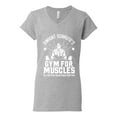 thumbnail image 2 of Dwight Schrute's Gym for Muscles Pop Culture Womens V-Neck Tee, Heather Grey, Medium, 2 of 3