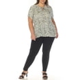 thumbnail image 2 of White Mark Blouse à Manches Courtes Imprimée à Col Noué, Grande Taille pour Femmes, 1X-3X, 2 of 6