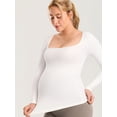 thumbnail image 3 of Long Sleeve Maternity Tops Square Neck Pregnancy Basic Shirts Soft Casual Tee, 3 of 4