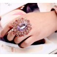 thumbnail image 2 of Women's Alloy Ring with Crystal Glass Diamond-Like Gem Adjustable Band Elegant Ring for Couples Everyday Wear Pink, 2 of 3