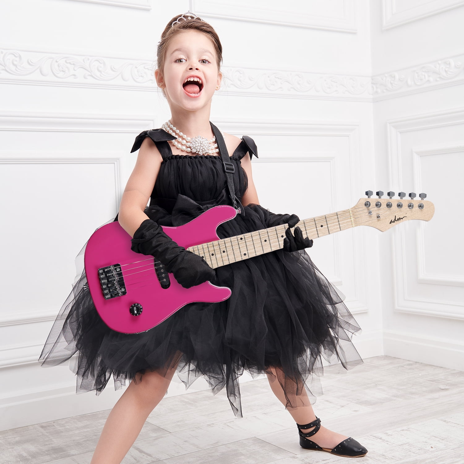 ADM 30 Inch Kids Electric Guitar Beginner Kit, Junior 1/4 Size Mini Electric Guitar for Children with Amplifier-Rose