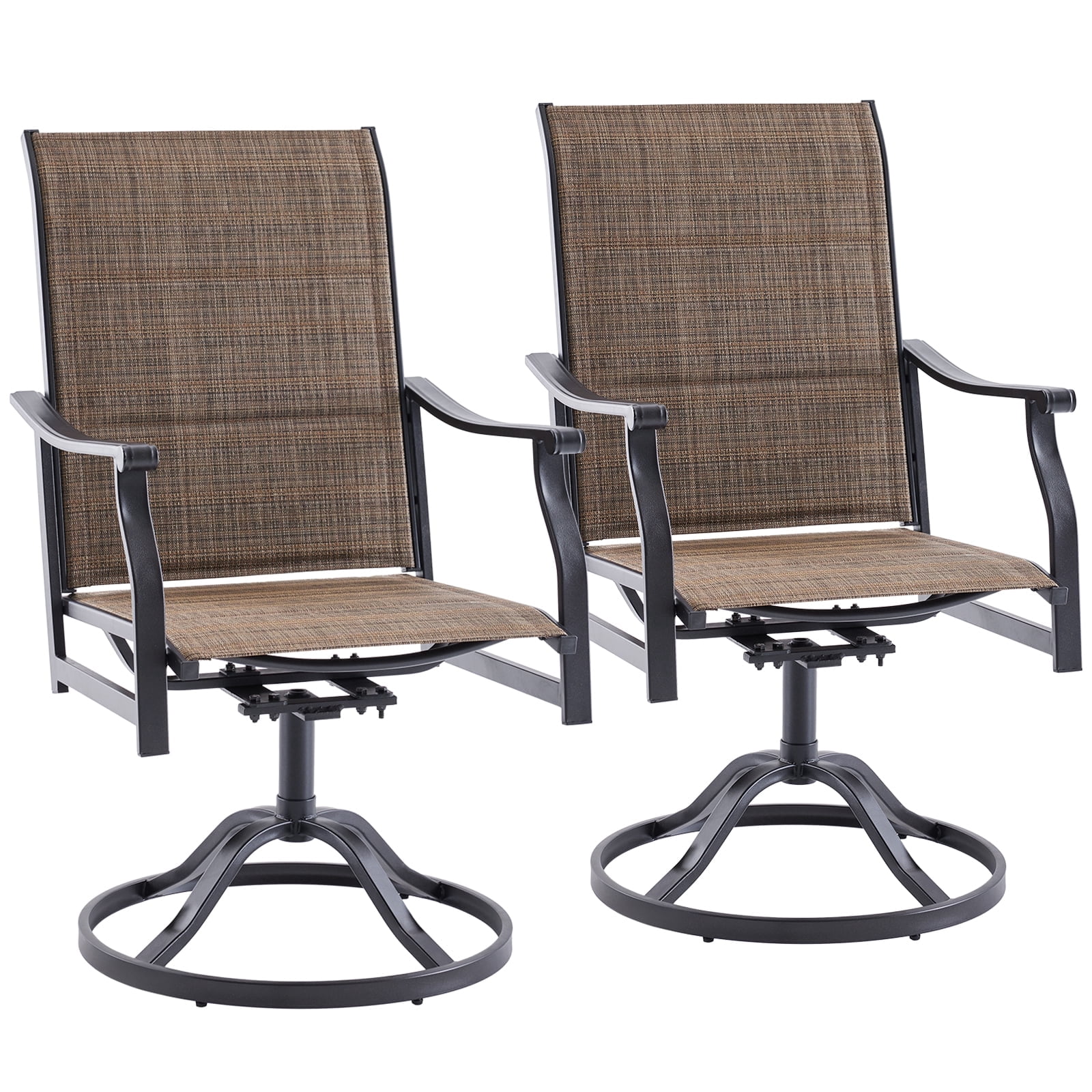 STARY Outdoor Dining Chairs Set of 2, 360°Swivel Patio Dining Chair with Textilene Fabric, Outdoor Metal Armchair All Weather Resistant, Ergonomic Comfort, Perfect for Patio, Backyard, Balcony