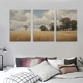 thumbnail image 3 of ONETECH Rolled Vintage Farmhouse French Country Bedroom Wall Decor Above Bed- Panoramic Landscape Picture - Canvas Long Poster Summer Autumn Meadow Print 12''x16''X3 Panels, 3 of 4