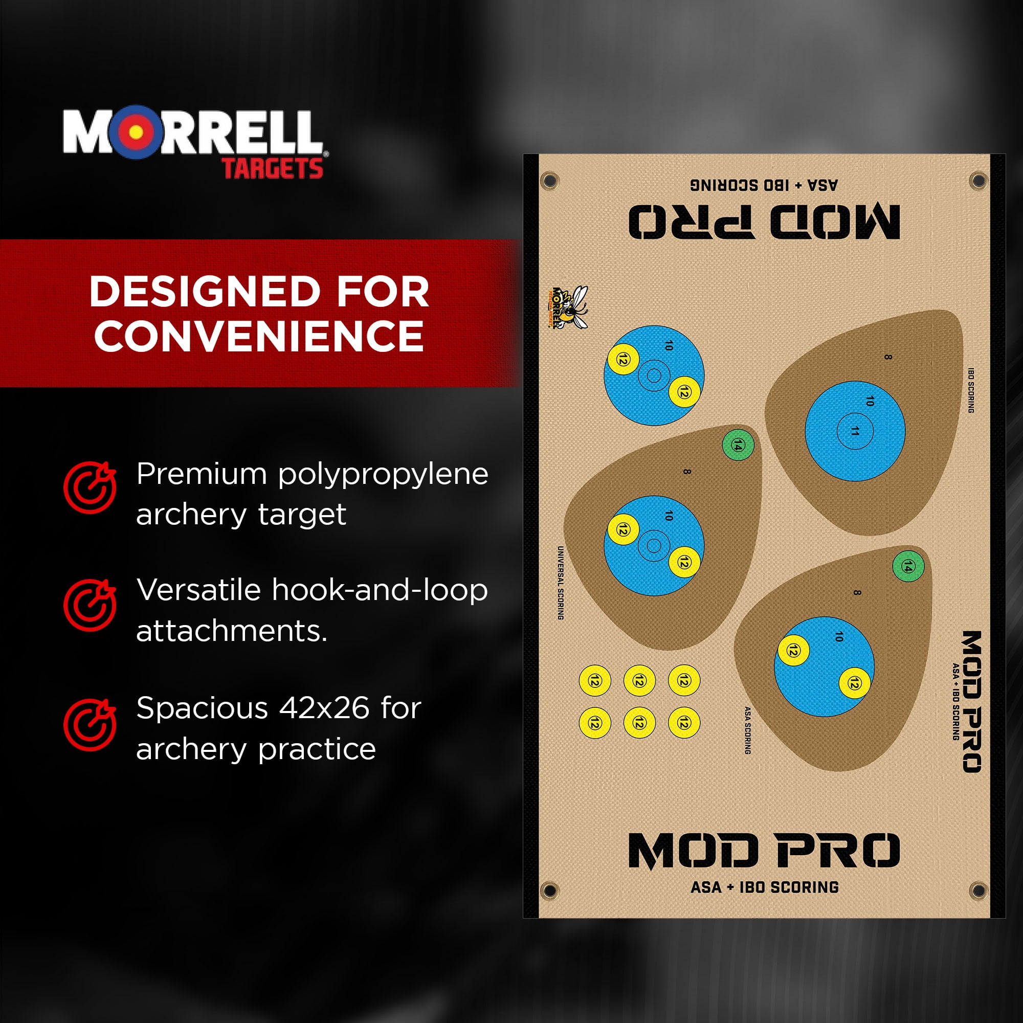 Morrell Yellow Jacket MOD Pro ASA and IBO Shooting Bullseyes, 3 Pack