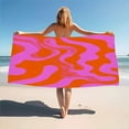 thumbnail image 2 of Abstract Pink Orange Wavy Lines Beach Towel Soft Microfiber Bath Towel Quick Dry Sport Spa Pool Towels, 2 of 5