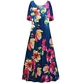 thumbnail image 1 of Plus size 1x Womens Dress Blue Spring Dream Short Sleeve High V-Neck Princess Cut, 1 of 4