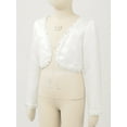 thumbnail image 4 of LiiYii Kids Girls Sequin Cardigan Dress Cover Up Long Sleeve Open Front Bolero Shrug Flower Cropped Jacket Ivory 16/170, 4 of 9