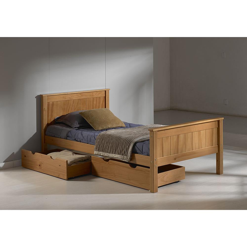 Alaterre Furniture Harmony Twin Platform Bed, Brazilian Pine, Headboard, Footboard, Minimalist Design for Kids Room, Bed Only, Cinnamon