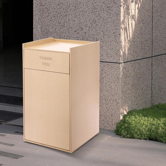 Trash Receptacle for Restaurants, Commercial Trash Can, Commercial Trash Can 30L/27.24Qt, Garbage Restaurant Trash Can Cabinet with Tray Holder for Indoor 22 * 22 * 46in (Wood Color)