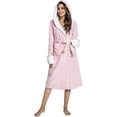 thumbnail image 1 of Bata con capucha de gran tamaño para mujer Súper suave Sherpa Manta de felpa Bata de baño Ropa de descanso Bata de casa Camisones Bata larga con bolsillo Regalos de Navidad para M, 1 of 2