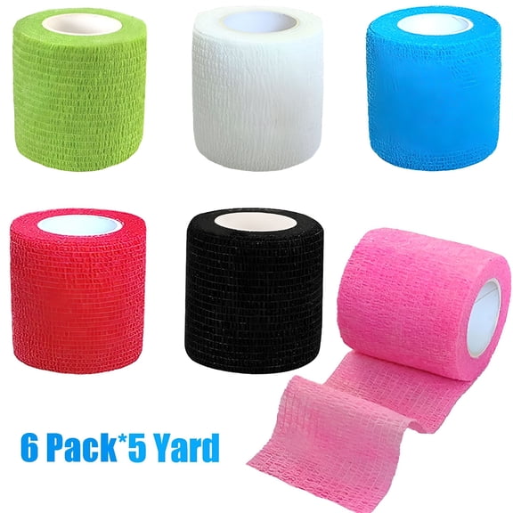 QARUN 12 Rolls Self Adhesive Stretch Bandage Wrap 2 Inch X 6 Yards,Adherent Cohesive Vet Tape for First Aid,Wrist And Ankle Swelling,Animals,Pets,Sports(6 Colors)