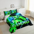thumbnail image 3 of Manfei Cartoon Console Bedding Comforter Set,Modern Video Game Twin Comforter Sets,Green Black Bedding Set For Boys Teens,Super Cozy Room Decor Reversible,2 Pieces, 3 of 8