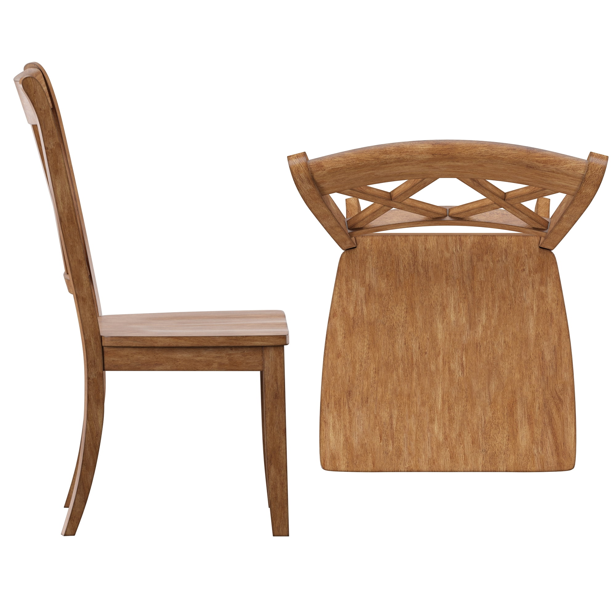 Weston Home Farmhouse Wood Dining Side Chair, Oak (Set of 2)
