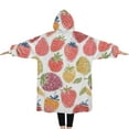 thumbnail image 2 of Oversized Wearable Blanket Hoodie,Colorful Strawberry Plants Fruit Leaf Sherpa Blanket Hoodie with Super Pockets,Super Warm Fuzzy Pullover for Women & Men, 2 of 6