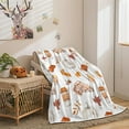 thumbnail image 2 of Fall Throw Blanket, Pumpkin Spice Pumpkins Throw Blanket Fall Pumpkins Throw Blanket, Autumn Pumpkins Leaves and Berries Soft Warm Fleece Blanket for Living Room Couch Bed Chair Dorm, 50"x60", Brown, 2 of 4
