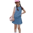 thumbnail image 6 of Girls' Clothing Sets Summer Outfits Size 7-8 Cute Preppy Two Piece Outfits Lounge Set Casual Tank Top and Y2K Skirts Clothing Sets Navy 2-3 Years, 6 of 6