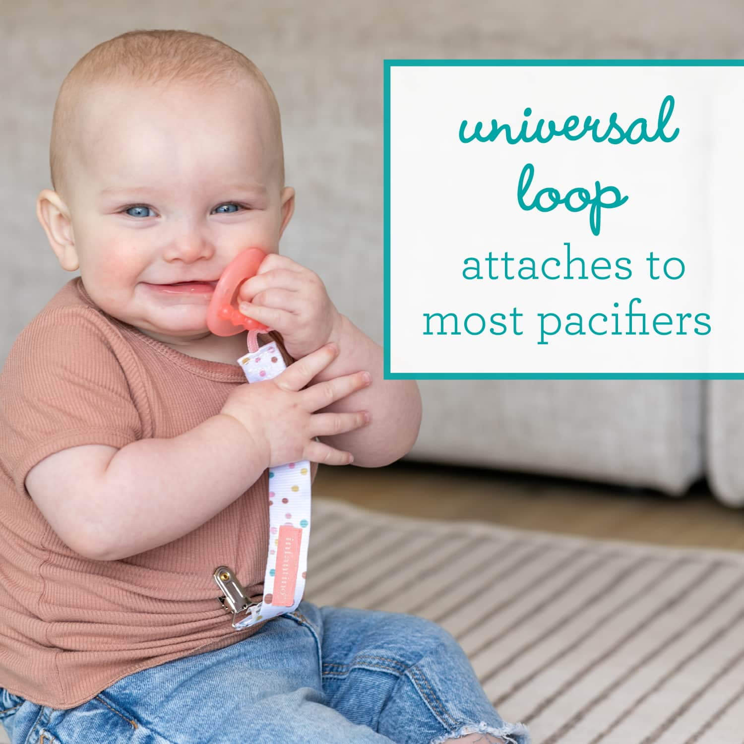 Infantino Pacigrip Universal Pacifier Clips for Infant & Toddler, Bubbly Pink Daisy, 2-Pack