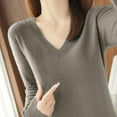 thumbnail image 6 of Sevevn Women's Solid Color Knitted Sweater Long Sleeved V-Neck Fashionable Top Coffee XL Christmas Deals, 6 of 7