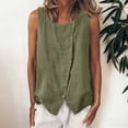 thumbnail image 2 of akafmk Women's Linen Sleeveless Shirts Fashion Button Crew Neck Soft Loose Summer Tank Tops, 2 of 7