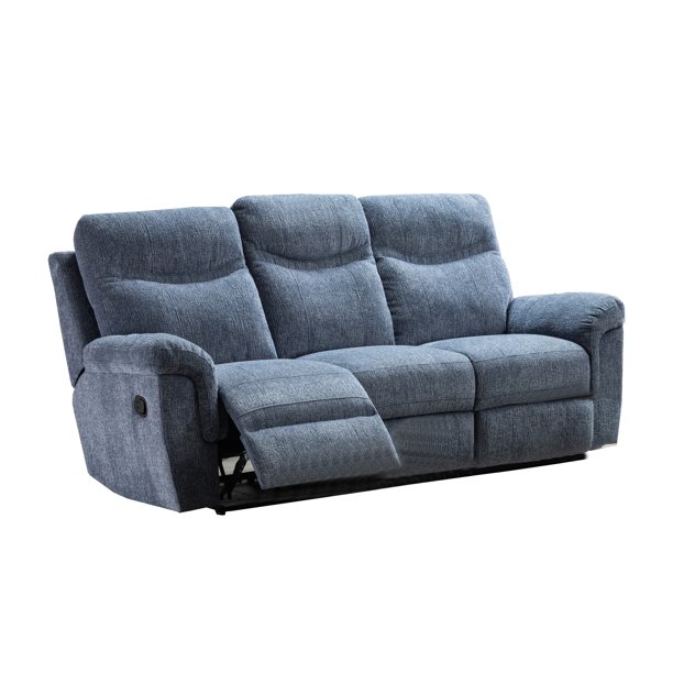 Fabric Dual Power Recliner Sofa with Pillow Top Arms, Blue Walmart