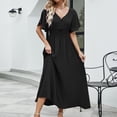 thumbnail image 6 of DailyTrove Women's Asymmetric Hem Midi Dress-Short Sleeve-Fit & Flare-Polyester-for Cocktail Party/Night Out-Unique Asymmetric, 6 of 6