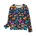 thumbnail image 4 of AJTQTH Cute Floral Pattern Print Shirts for Kids Boys Girls Long Sleeve Casual Graphic Round Neck Pullover Sweatshirts Loose Fit Cotton T-Shirts Tops Mulitcolor#06 11-12 Years, 4 of 6