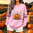 thumbnail image 6 of TKLPEHG Halloween Sweatshirts For Women Funny Ghost Pumpkin Graphic Sweatshirt Fall Fashion Long Sleeve Crew Neck Vintage Casual Pullover (Pink,XL), 6 of 8