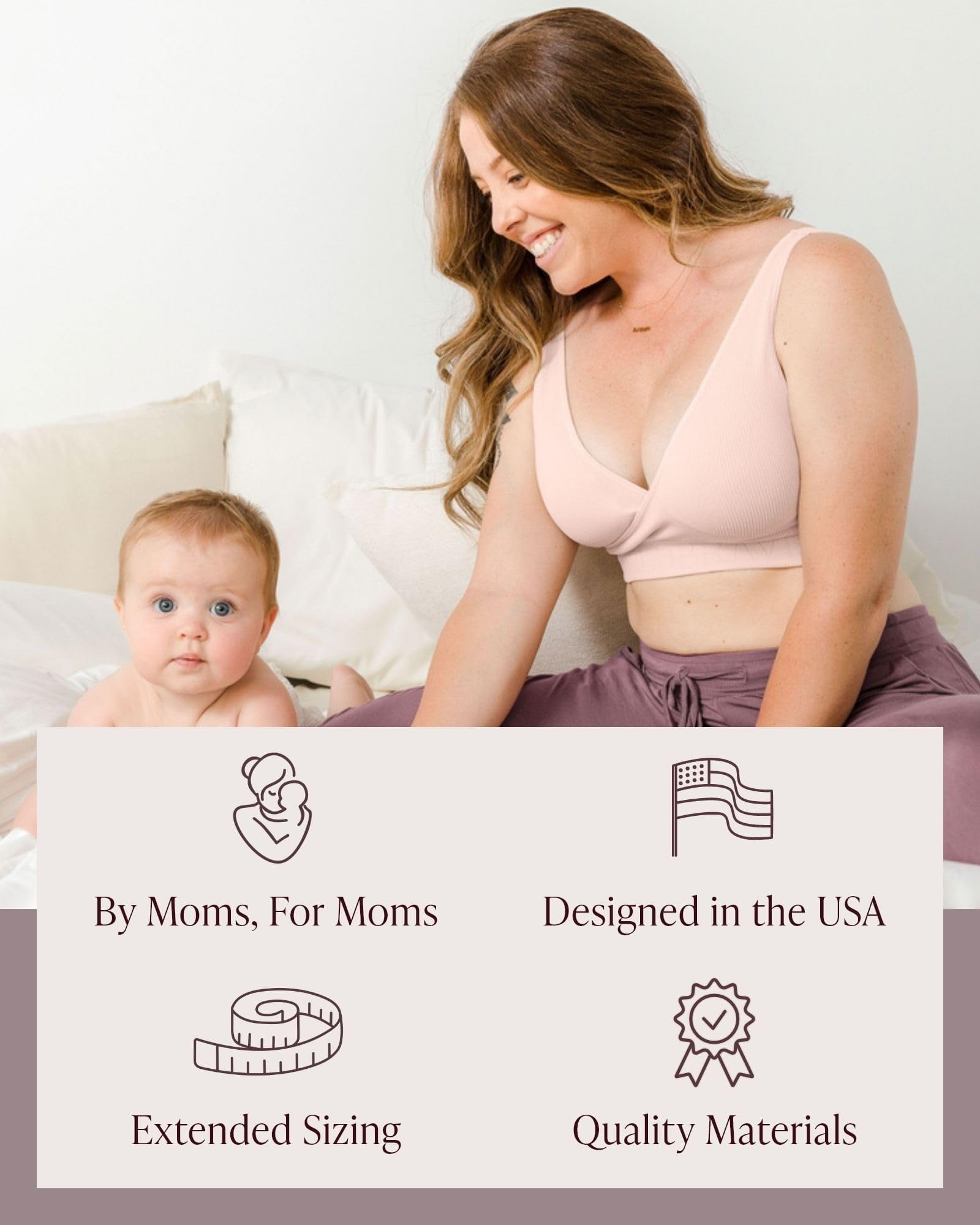 Kindred Bravely Sublime Adjustable Crossover Busty Nursing Bra | Wireless Maternity Bra for F, G, H, I Cups (Soft Pink, 1X-Busty)
