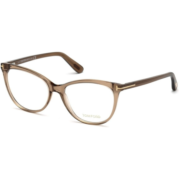 Eyeglasses Tom Ford FT 5513 045 Shiny Transparent Brown, Rose Gold "t" Logo