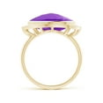 thumbnail image 2 of ANGARA Natural East-West Leaf-Shaped 5.5 ct Amethyst Halo Ring in 14K Yellow Gold for Women (Size-15x9mm) | February Birthstone, Birthday, Anniversary, Jewelry Gift for Women | Natural Amethyst Ring, 2 of 9