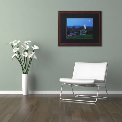Trademark Fine Art "Moonrise at Peacham" Canvas Art by Michael Blanchette Photography Black Matte, Wood Frame