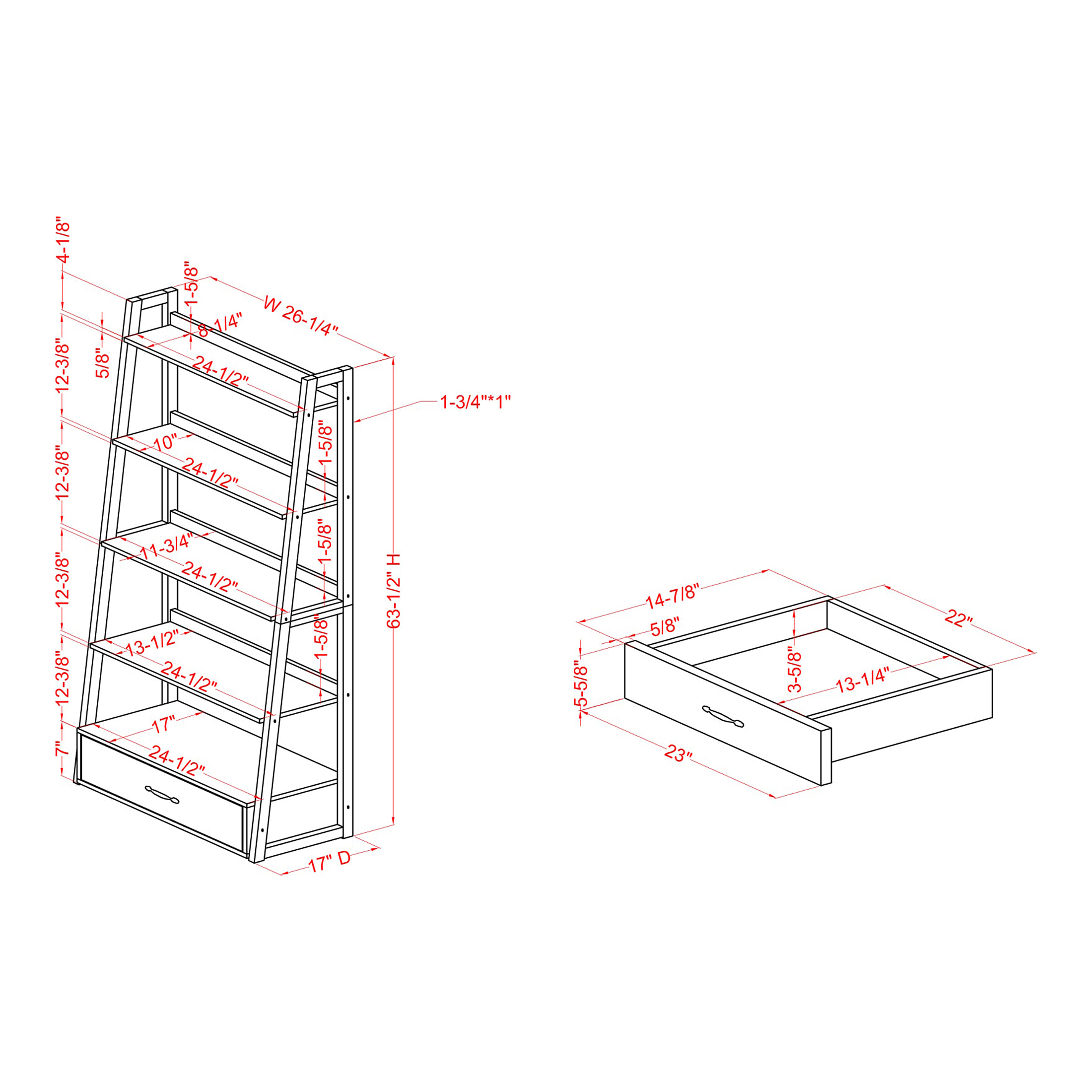 Furniture of America Respa 1-Drawer Bookcase, Black