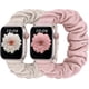 thumbnail image 1 of Paquete de 2 bandas elásticas ajustables compatibles con correa de Apple Watch de 42 mm, 44 mm, 45 mm y 49 mm, correa estampada para iwatch Series 8, 7, 6, 5, 4, 3, 2, 1 SE Ultra, mujeres y hombres, Starlight/SandPink JM, 1 of 5