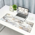 thumbnail image 6 of Large Gaming Mouse Pad with Stitched Edges, White Gray Golden Marble Desk Mat, Extended Keyboard Pad, Non-Slip Rubber Base Desk Pad for Keyboard and Mouse, 31.5X11.8 inch, 6 of 6