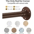 thumbnail image 2 of Corner Shower Curtain Rod, Coffee [24"-37"] x [24"-37"] Adjustable L Shaped Shower Rod No-Sagging 90 Degree Curved Curtain Rod for Bathroom Bathtub with 12 Ring Hooks & Ceiling Support, 2 of 13