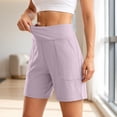 thumbnail image 2 of IWRICH Women's Athletic Long Shorts with Pockets High Waisted Bermuda Shorts Walking Running Casual Bottoms Pink XL, 2 of 8