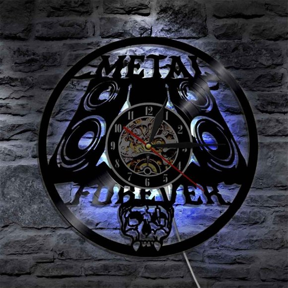 Reloj de pared HUOGUO Music con disco de vinilo con luz LED de 30 cm