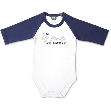 UPC: 0664843690462 | Pavilion- I Like Big Trucks and I Cannot Lie 3/4 Sleeve Navy Blue Baby Bodysuit 12-24 Months