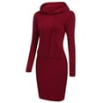 thumbnail image 5 of Skymirror Solid Color Women Long Sleeve Pocket Bodycon Hooded Sweatshirt Hoodies Dress, 5 of 7