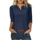 thumbnail image 2 of Fiudx Camisas de Mujer Blusa Informal de Manga 3/4 con Botones y Estampado de Cuello para Mujer, 2 of 5