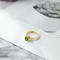 thumbnail image 4 of Gem Stone King 18K Yellow Gold Plated Silver Green Peridot and White Created Sapphire Engagement Ring for Women (1.12 Cttw, Cushion 6MM, Gemstone August Birthstone, Available in Size 5, 6, 7, 8, 9), 4 of 5