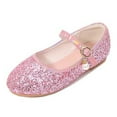thumbnail image 2 of YMNXA Kids Children Girls Sandals Soft Sole Non Slip Closed Toe Low Heel Glitter Sequins Fashion Comfortable Shoes For Wedding Party,Pink,5-5.5 Years, 2 of 8