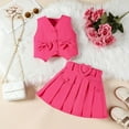thumbnail image 4 of BLVB Kids Girls Summer 2 Piece Outfits Solid Color Sleeveless Button Vest Tank Tops Pleated Skirt with Belt Fashion Clothes Set, 4 of 6
