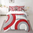 thumbnail image 2 of Homewish Abstract Stripes Boy Girl Twin Bedding Sets 7-Piece,Geometric Circle Bedding Comforter Set Microfiber,Vintage Aesthetic Breathable Sheet Sets,Breathable Home Decor,Reversible, 2 of 8
