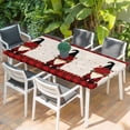 thumbnail image 2 of Red Valentine's Day Table Cloths for 4 Foot Rectangle Tables, Roses Gnomes Love Heart Plaid Rustic Patio Waterproof Elastic Fitted Tablecloths, Washable Rectangular Table Cover for Camping, 2 of 8