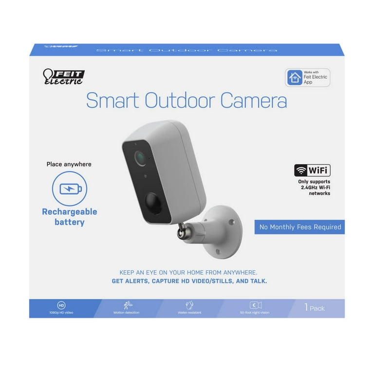 Feit Electric Battery Powered Outdoor Black/White Wi-Fi Security Camera Feit Electric Battery Powered Outdoor Black/White Wi-Fi Security Camera