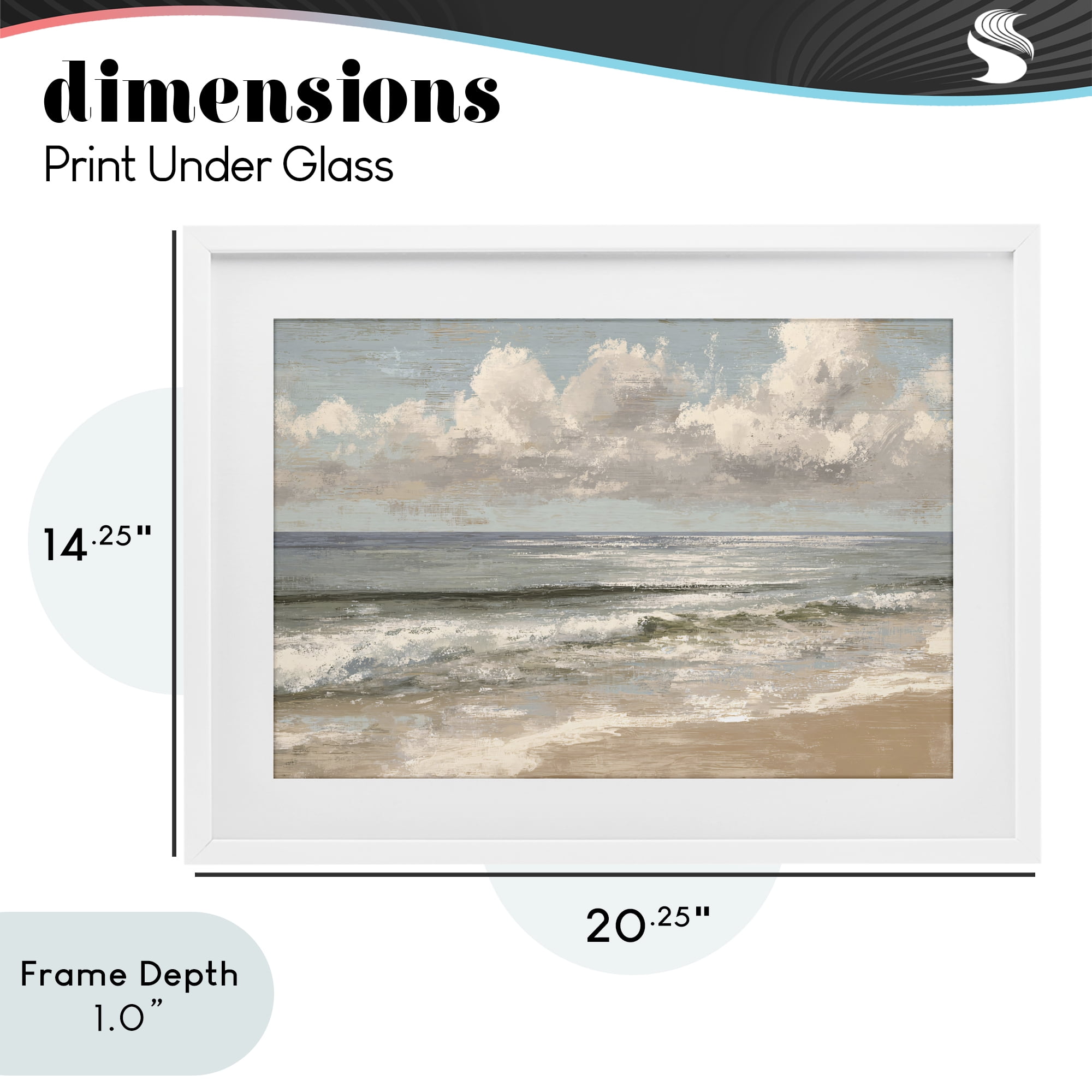 Stupell Industries Distressed Beach Horizon White Framed Print Under Glass, design by Jacky Ngan