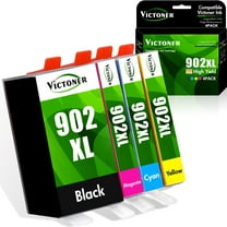 VICTONER Compatible Ink Cartridge for HP 902XL 902 XL Combo Pack Officejet Pro 6978 6968 6958 6962 6970 6960 6975 6950 6954 Inject Printer Ink Refill 4-Pack Black Cyan Yellow Magenta (Updated Chip)