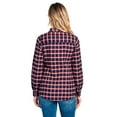 thumbnail image 4 of BodiLover, Women's, Warm Flannel Long Roll Up Sleeve Button Up Plaid Shirt, Navy Red, L, 4 of 4